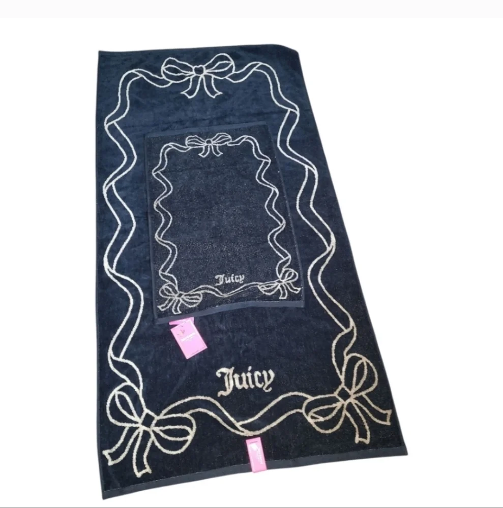 Juicy Couture Black Towels with Gold Ribbon Design